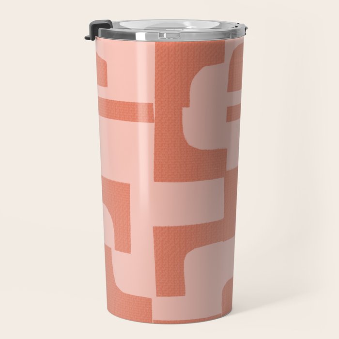 Abstract in tomato red and pink Travel Mug Gallery Image 3