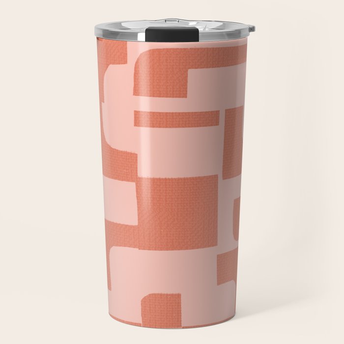 Abstract in tomato red and pink Travel Mug Gallery Image 1