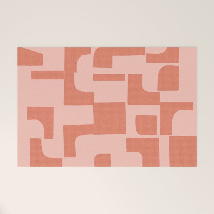 Abstract in tomato red and pink Welcome Mat Gallery Image 1