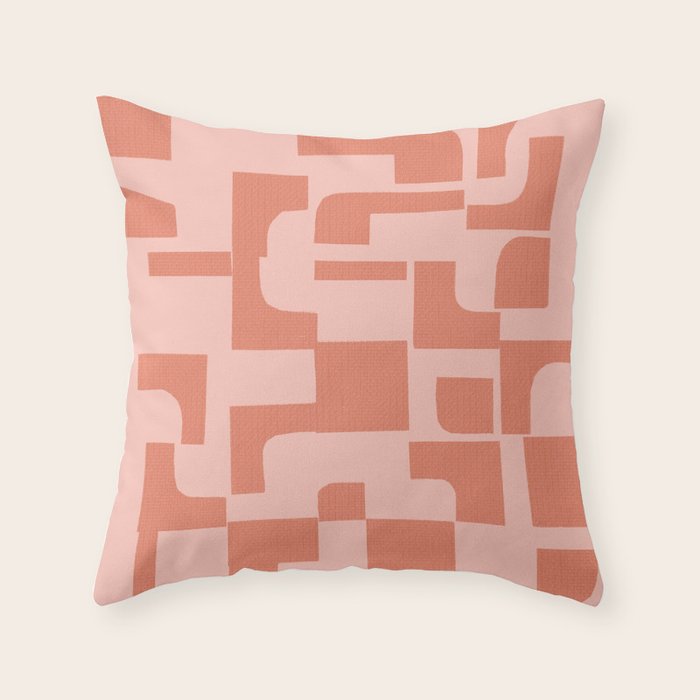 Abstract in tomato red and pink Throw Pillow Gallery Image 6