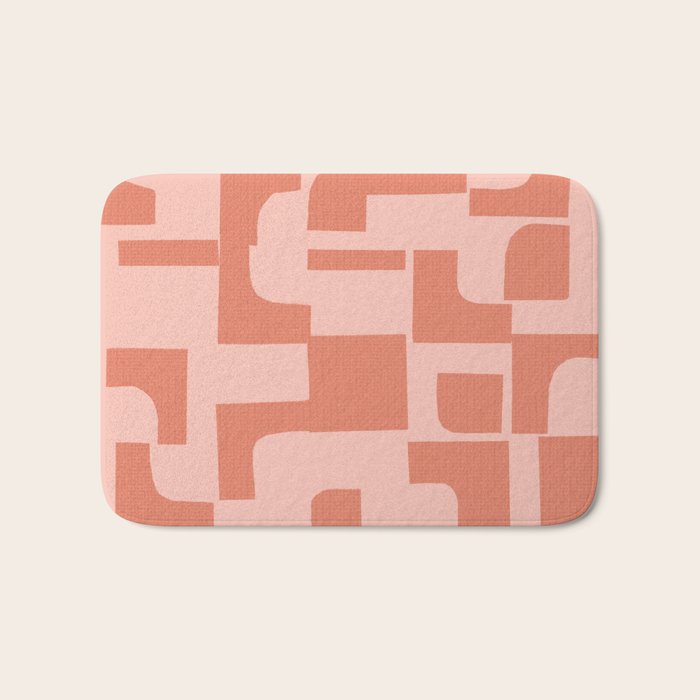 Abstract in tomato red and pink Bath Mat Gallery Image 1