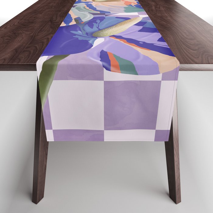 Modern artistic flowery tropical Table Runner Gallery Image 1