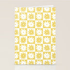 Yellow And White Checkered Flower Pattern Stationery Card Gallery Image 2