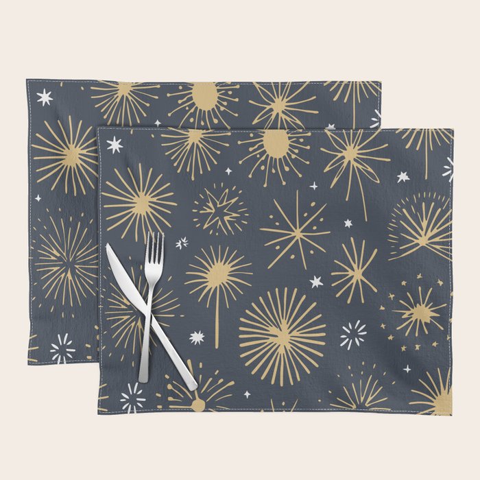 Firework display doodle art pattern Placemat Gallery Image 1