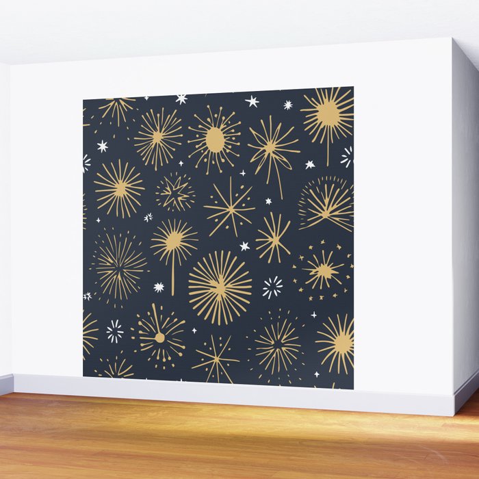 Firework display doodle art pattern Wall Mural Gallery Image 2