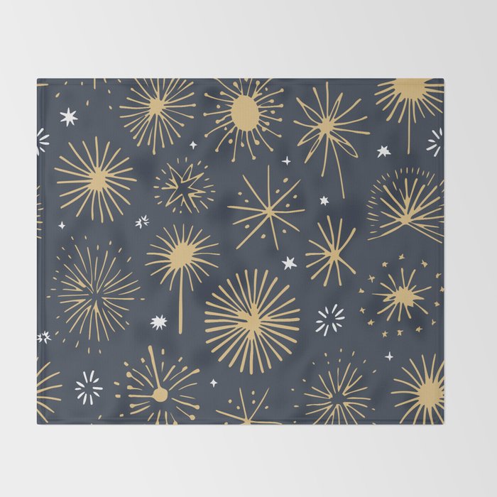 Firework display doodle art pattern Throw Blanket Gallery Image 2