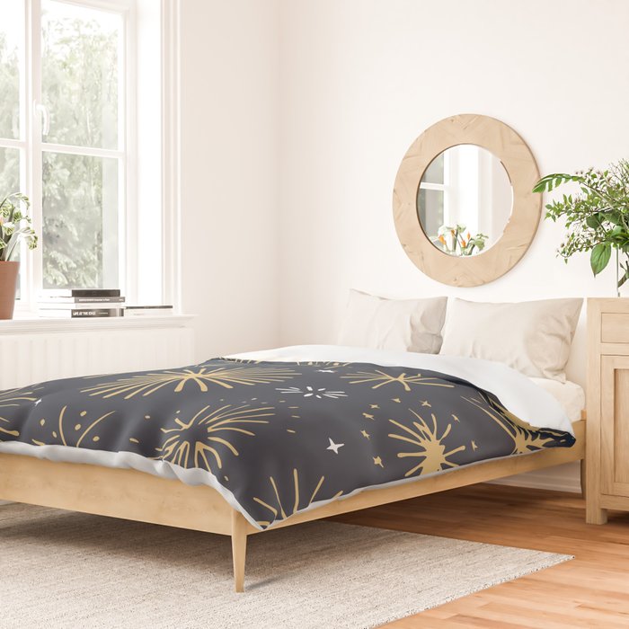 Firework display doodle art pattern Duvet Cover Gallery Image 2
