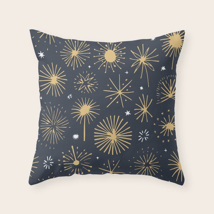 Firework display doodle art pattern Throw Pillow Gallery Image 6