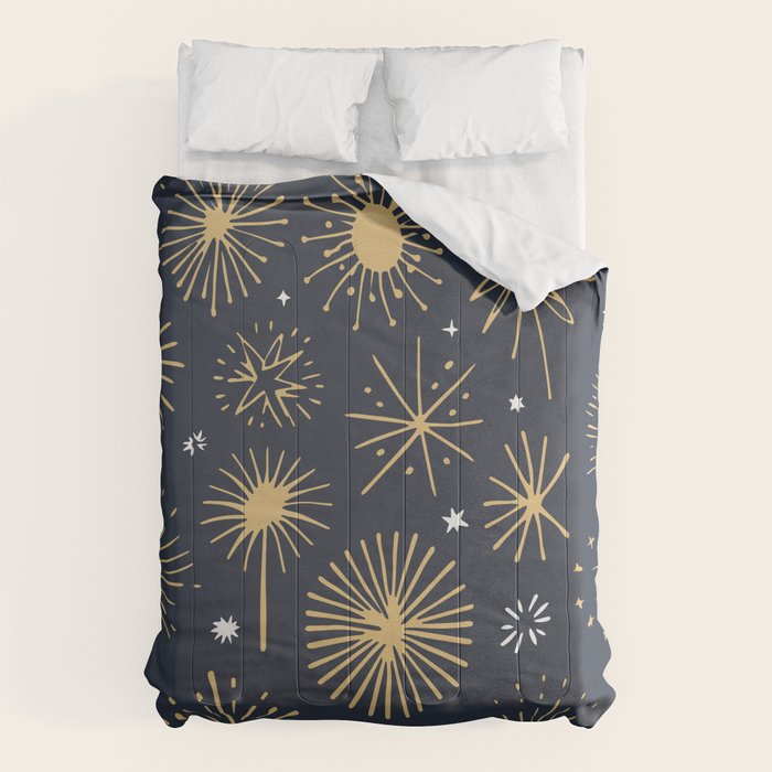 Firework display doodle art pattern Comforter Gallery Image 1