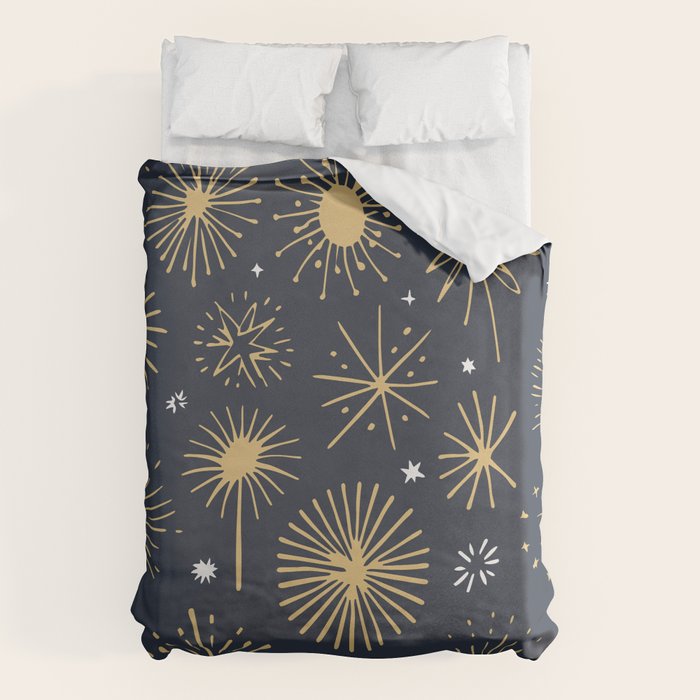 Firework display doodle art pattern Duvet Cover Gallery Image 1