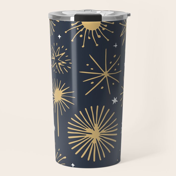 Firework display doodle art pattern Travel Mug Gallery Image 1