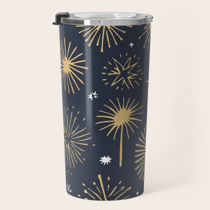 Firework display doodle art pattern Travel Mug Gallery Image 3