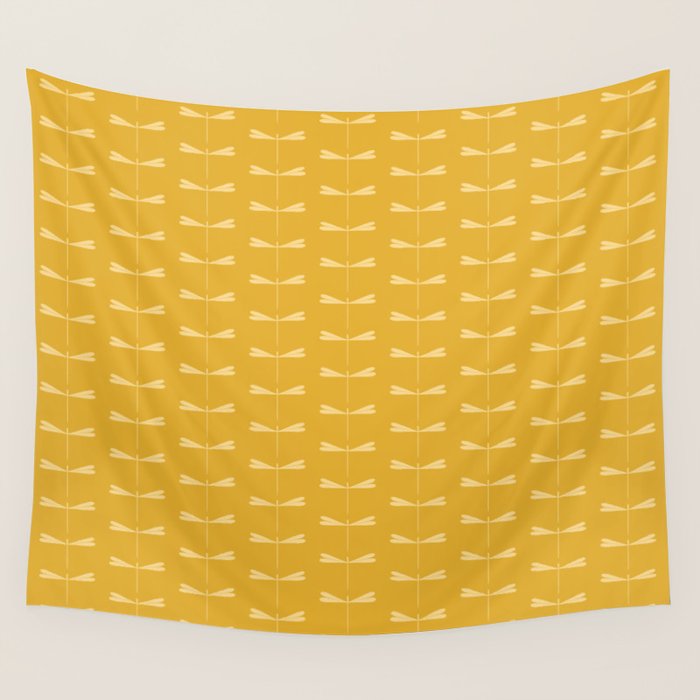 Dragonfly Pattern XIV Golden Yellow Wall Tapestry Gallery Image 4
