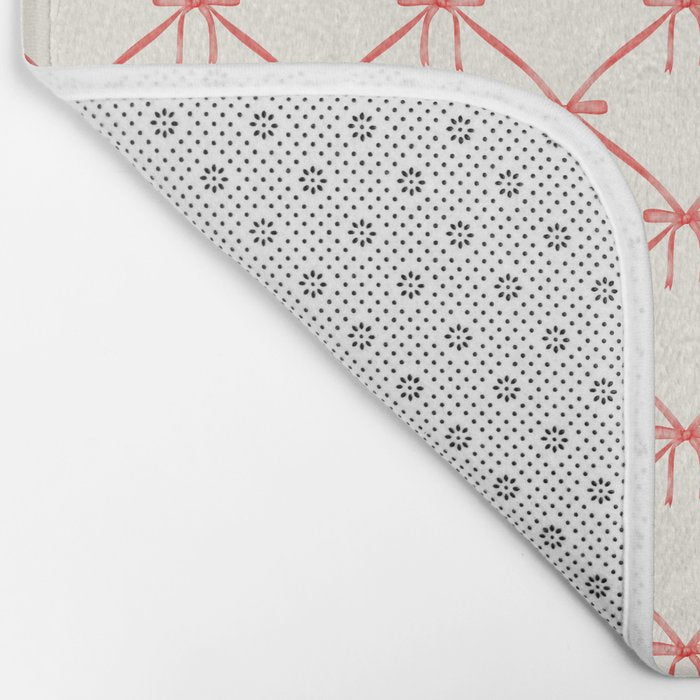 Bows & Ribbons Pattern II Red Bath Mat Gallery Image 2