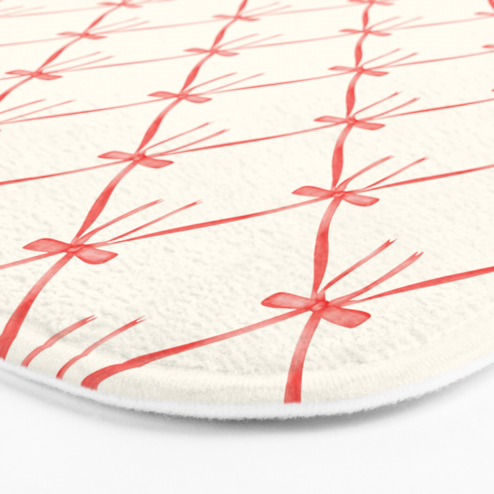 Bows & Ribbons Pattern II Red Bath Mat Gallery Image 3
