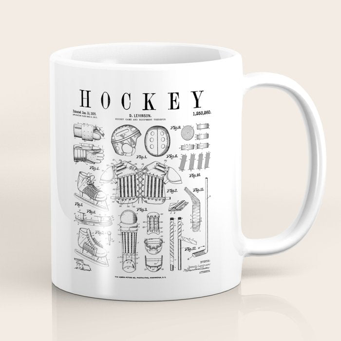 Ice Hockey Player Winter Sport Vintage Patent Print Coffee Mug Gallery Image 1