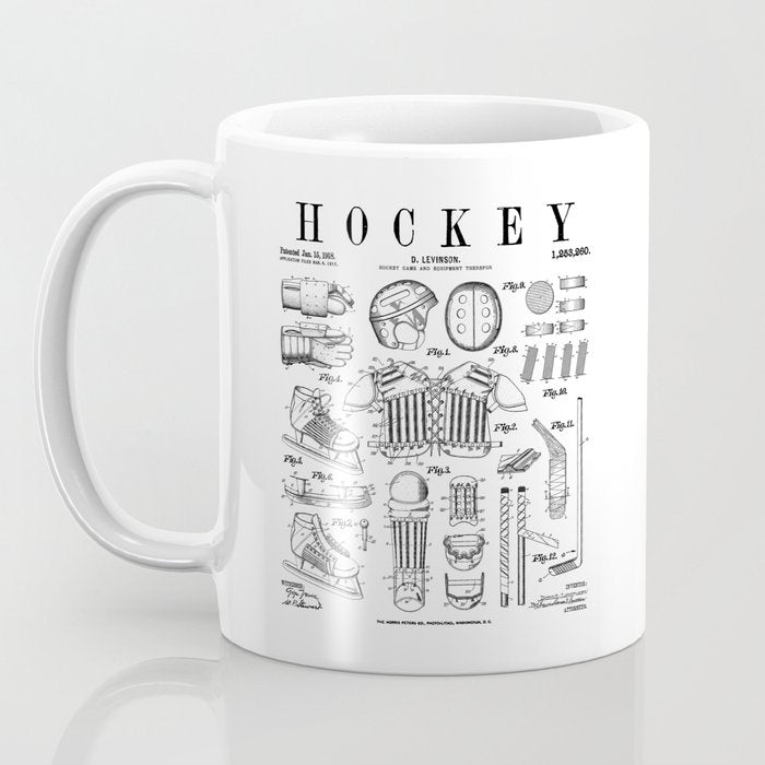 Ice Hockey Player Winter Sport Vintage Patent Print Coffee Mug Gallery Image 3