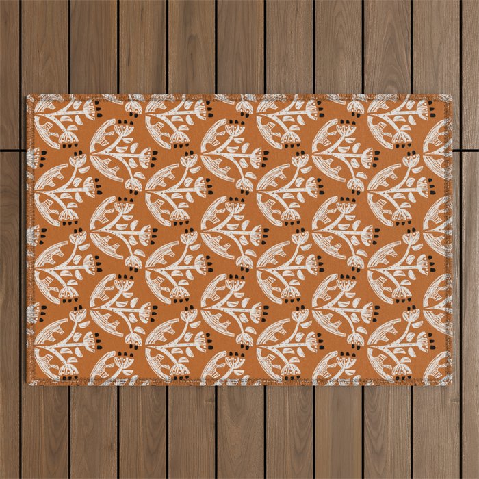 Black Forest flowers terracotta Outdoor Rug Gallery Image 1