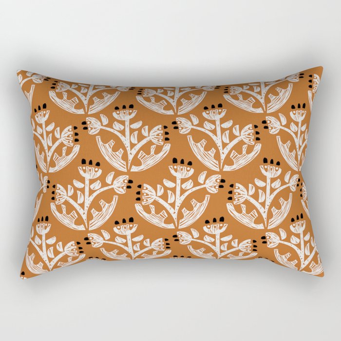 Black Forest flowers terracotta Rectangular Pillow Gallery Image 2