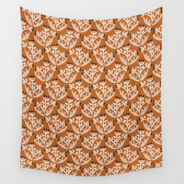 Black Forest flowers terracotta Wall Tapestry Gallery Image 4