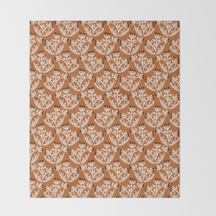 Black Forest flowers terracotta Throw Blanket Gallery Image 2