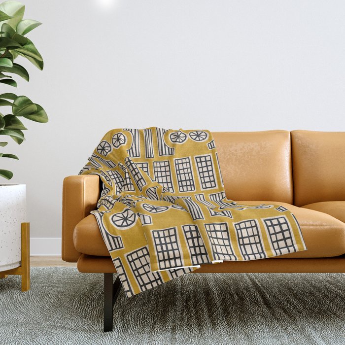 Handcut Geometry - Mustard Throw Blanket Gallery Image 1