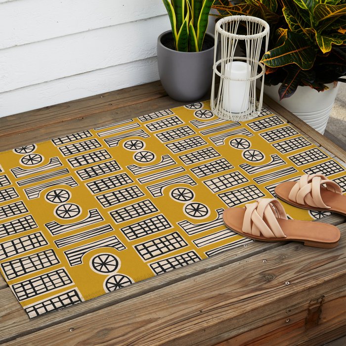 Handcut Geometry - Mustard Outdoor Rug Gallery Image 2