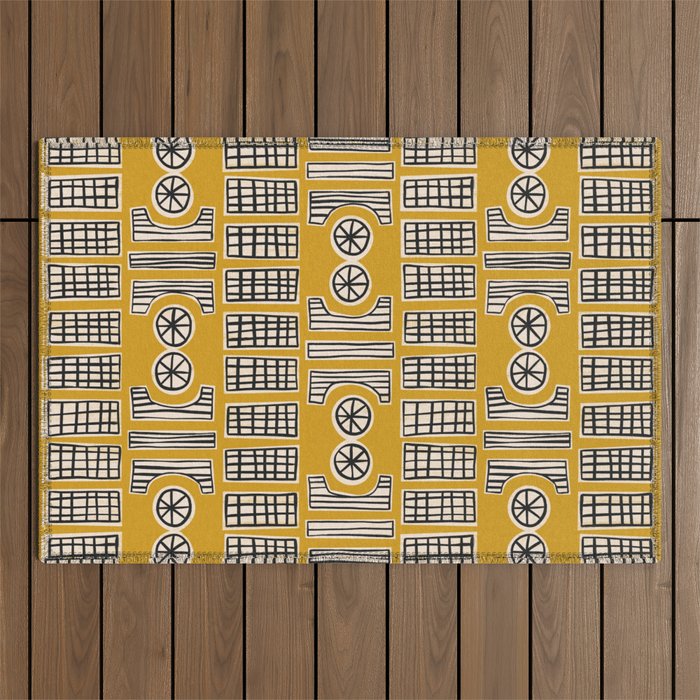 Handcut Geometry - Mustard Outdoor Rug Gallery Image 1