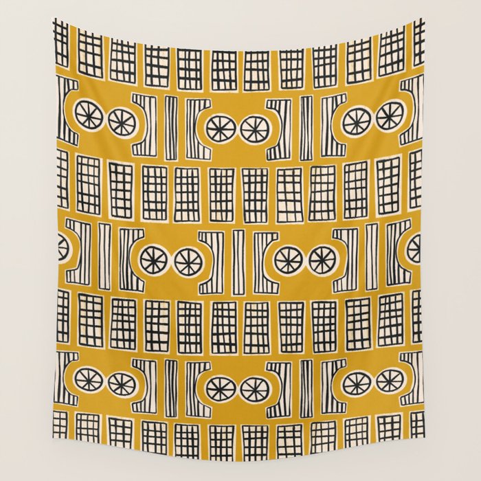 Handcut Geometry - Mustard Wall Tapestry Gallery Image 1