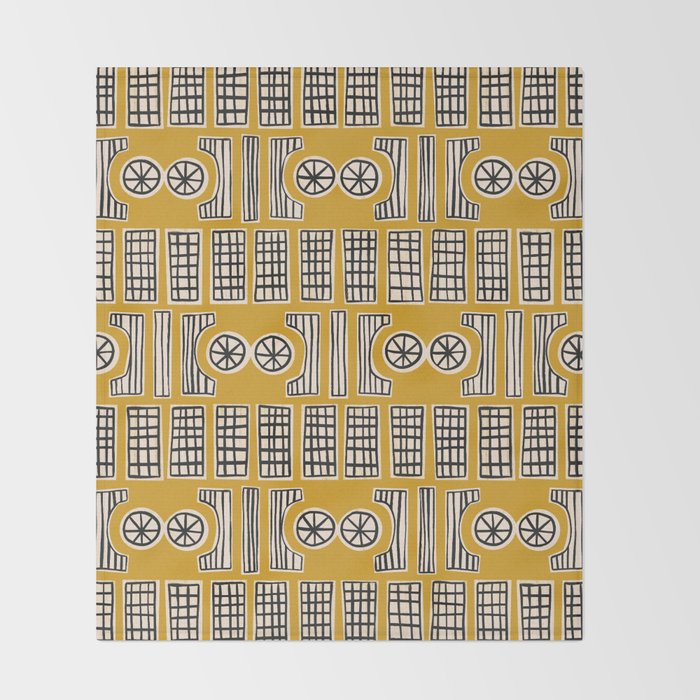 Handcut Geometry - Mustard Throw Blanket Gallery Image 2