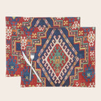 Three Medallion Kazak Southwest Caucasus Carpet Print Placemat Gallery Image 1