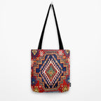 Three Medallion Kazak Southwest Caucasus Carpet Print Tote Bag Gallery Image 2
