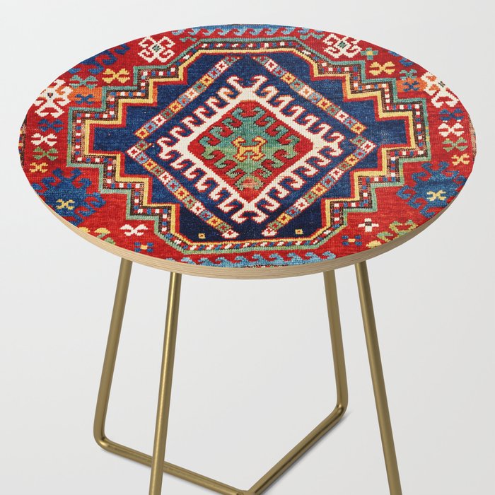 Three Medallion Kazak Southwest Caucasus Carpet Print Side Table Gallery Image 2