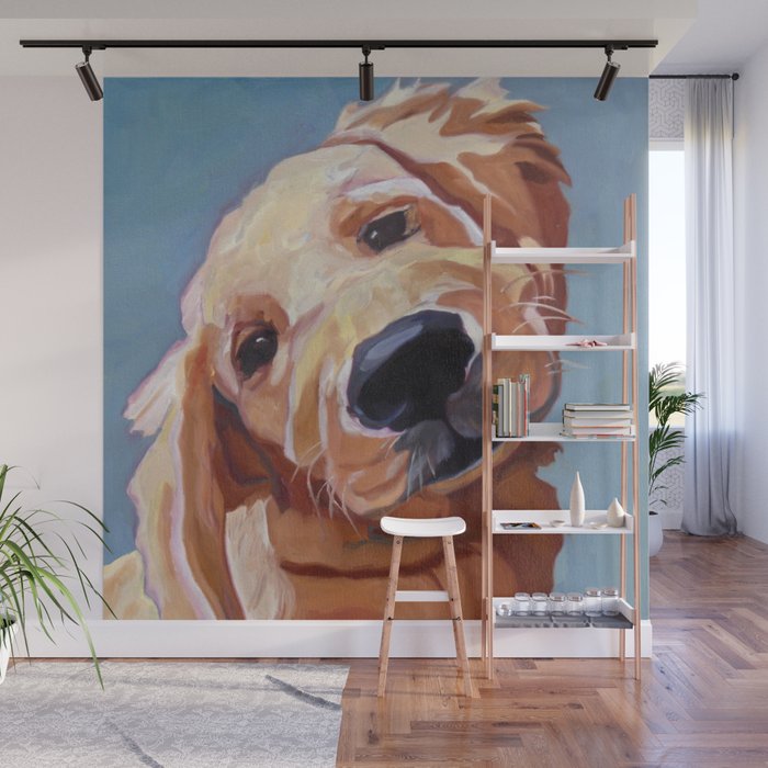 Golden Retriever Puppy Original Oil Painting Wall Mural Gallery Image 1