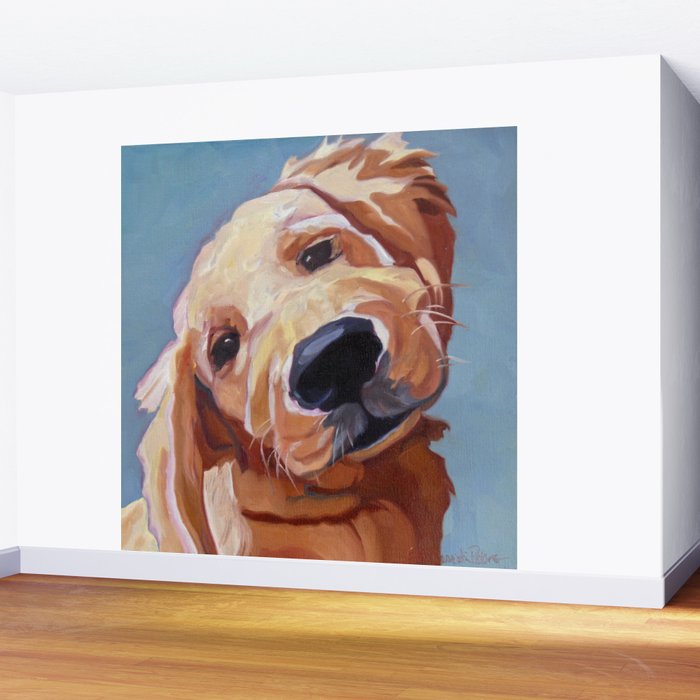 Golden Retriever Puppy Original Oil Painting Wall Mural Gallery Image 2