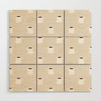 Retro coffee cup cartoon pattern Wood Wall Art Gallery Image 1