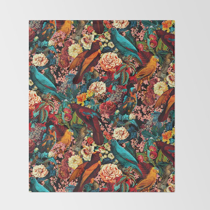 FLORAL AND BIRDS XVII Throw Blanket Gallery Image 2