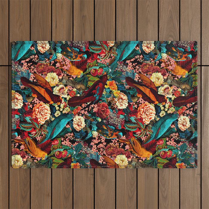 FLORAL AND BIRDS XVII Outdoor Rug Gallery Image 1