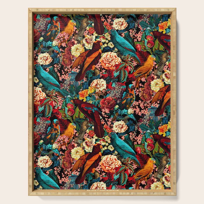 FLORAL AND BIRDS XVII Serving Tray Gallery Image 1
