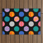 Colorful abstract art polka dot pattern Outdoor Rug Gallery Image 1