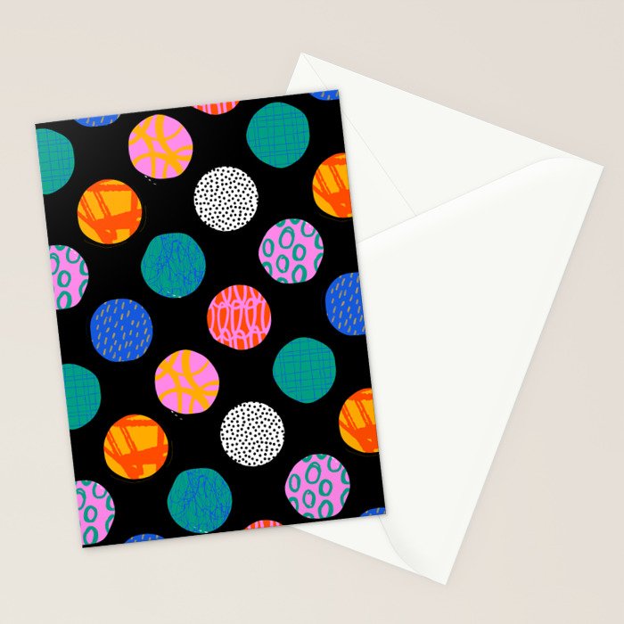 Colorful abstract art polka dot pattern Stationery Card Gallery Image 2