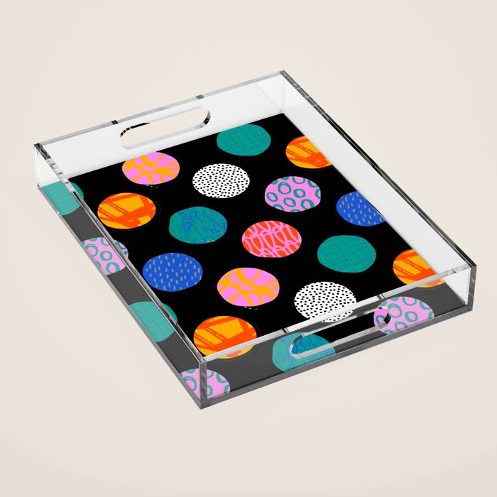 Colorful abstract art polka dot pattern Acrylic Tray Gallery Image 1
