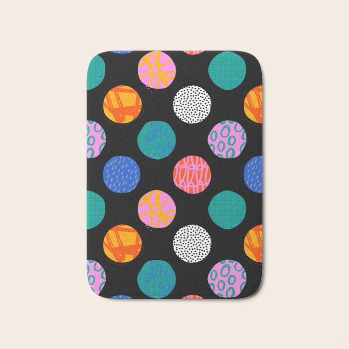 Colorful abstract art polka dot pattern Bath Mat Gallery Image 1