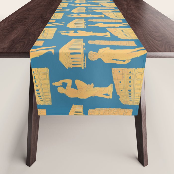 Roman Architecture Ancient Monuments and Italian Statues Table Runner Gallery Image 1