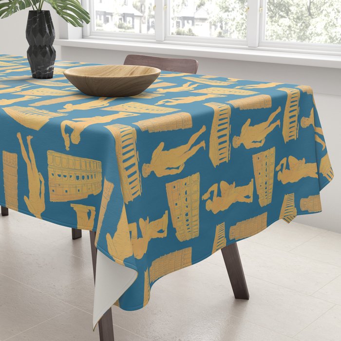 Roman Architecture Ancient Monuments and Italian Statues Tablecloth Gallery Image 3