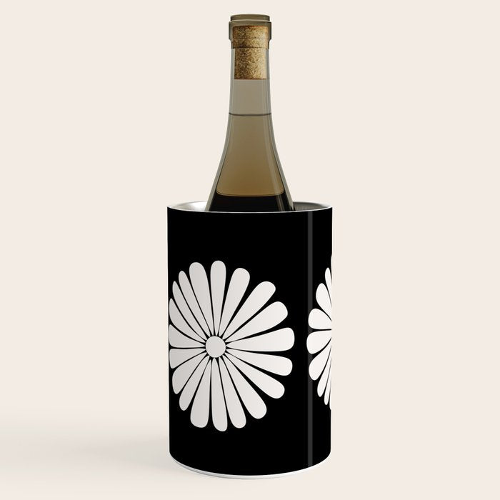 Retro Daisy Abstract II Black and White Bold Floral Wine Chiller Gallery Image 2