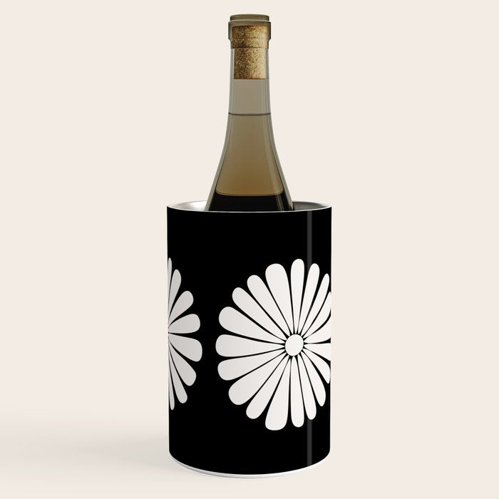Retro Daisy Abstract II Black and White Bold Floral Wine Chiller Gallery Image 3