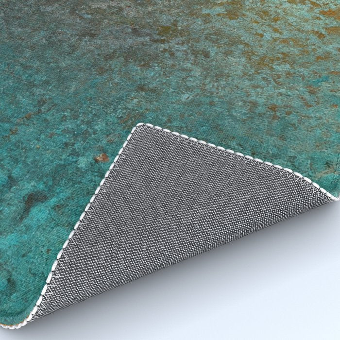 Teal and Copper Rust in Vintage Aesthetic Grunge Rug Gallery Image 4