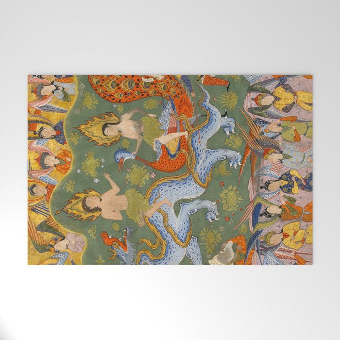 Falnama (Book of omens) Expulsion of Adam and Eve From Heaven Islamic Antique Art  Welcome Mat Gallery Image 1
