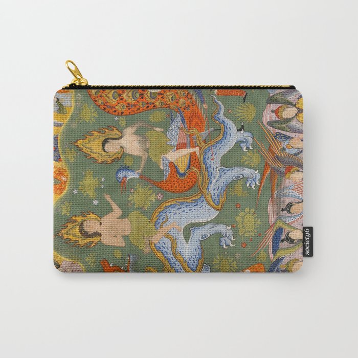 Falnama (Book of omens) Expulsion of Adam and Eve From Heaven Islamic Antique Art  Carry All Pouch Gallery Image 1